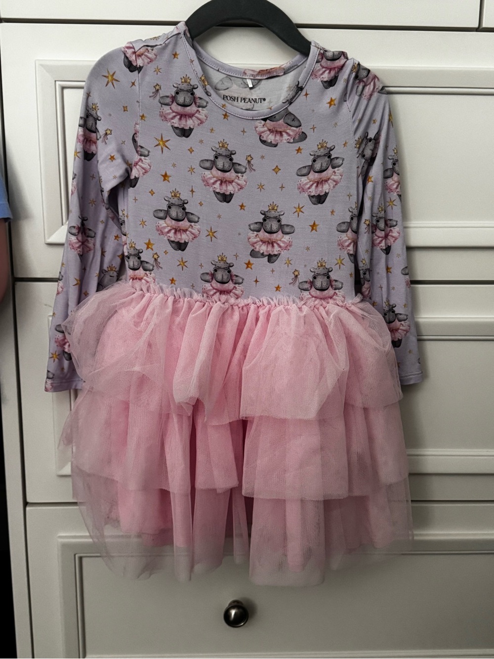 Posh Peanut Purple Hippo Ballerina Dress with Pink Tulle Tutu